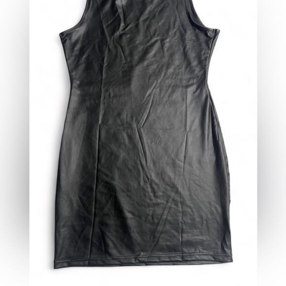 Leather Print Mock Neck Dress - Sleeveless Bodycon Style | Size L | New - Picture 10 of 13